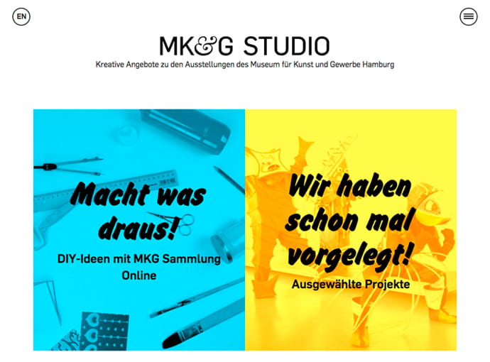 Startseite der Website MKG Studio 
