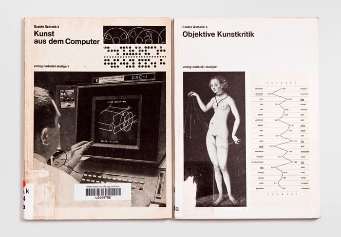 Titelbilder der Publikationen »Exakte Ästhetik 5 – Kunst aus dem Computer« und »Exakte Ästhetik 6 – Objektive Kunstkritik